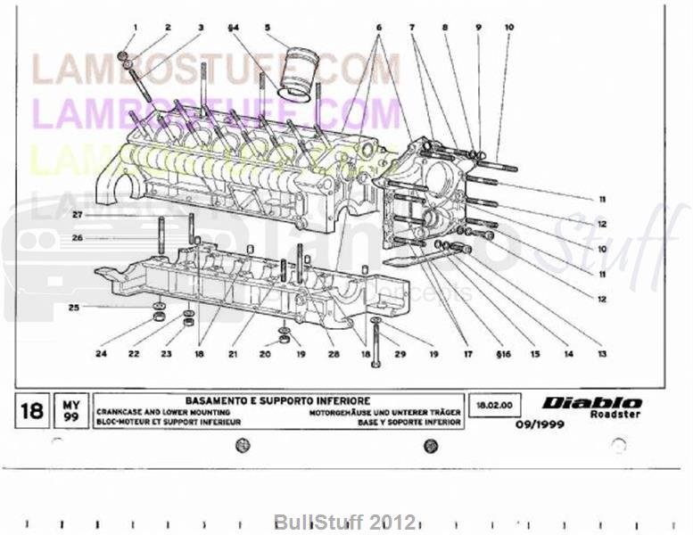 1999 Lamborghini Diablo Roadster USA Crankcase And Lower Mounting (18.02.00)